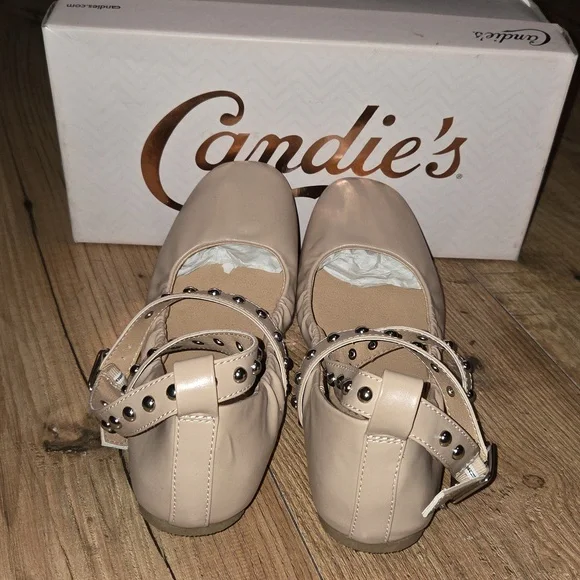 Candie's | Canadir Women's Studded Strap Flats - Beige/Blush - Picture 5 of 7